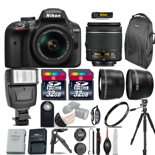 Nikon D3400/D3500 DSLR Camera with 18-55mm -3 Lenses Kit | Flash | 1YR Warranty |64GB