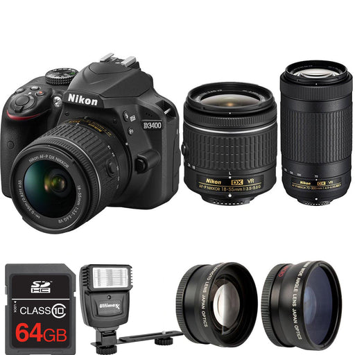 Nikon D3400/D3500 DSLR Camera with 18-55mm & 70-300mm VR Lenses Starter Bundle