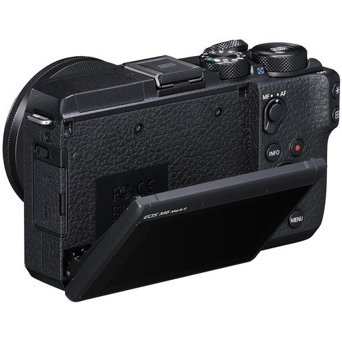 Canon EOS M6 Mark II Mirrorless Digital Camera (Black, Body Only) with w/ Backpack, Cleaning Kit, Microphone Bundle