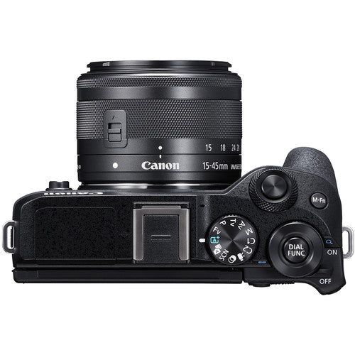 Canon EOS M6 Mark II Mirrorless Digital Camera (Black, Body Only) with w/ Backpack, Cleaning Kit, Microphone Bundle