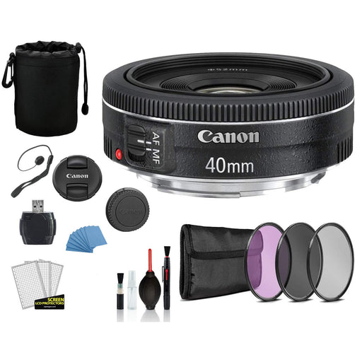 Canon 40mm f/2.8 EF STM Lens Pouch Kit W/ Card Reader & More