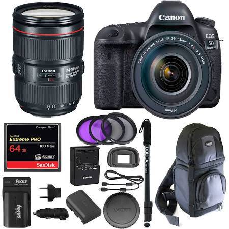 Canon EOS 5D Mark IV Camera w/ EF 24-105mm f/4L Is II USM Lens & 64GB Bundle