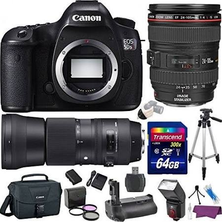 Canon Eos 5DS R 50.6 MP Digital SLR Camera w/ EF 24-105mm f/4L Is USM Lens + Sigma 150-600mm f/5-6.3 DG OS HSM Contemporary Lens Premium Bundle