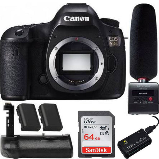 Canon EOS 5DS 50.6MP Digital SLR Camera (Body) |Tascam Audio Recorder & Microphone Bundle