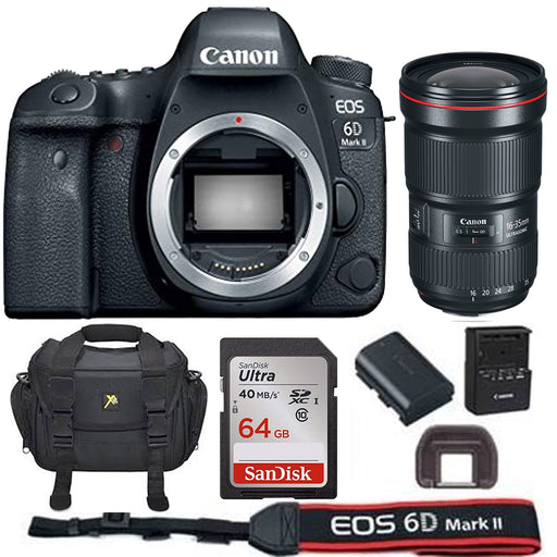 Canon Eos 6D Mark II 26.2MP Full-Frame DSLR Camera with EF 16-35mm f/2.8L III USM Lens & Sandisk 64GB Starter Bundle