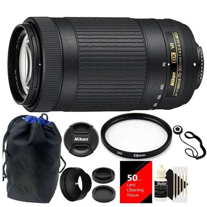 Nikon AF-P DX Nikkor 70-300mm f/4.5-6.3G ED (VR) Lens + Top Accesory Kit