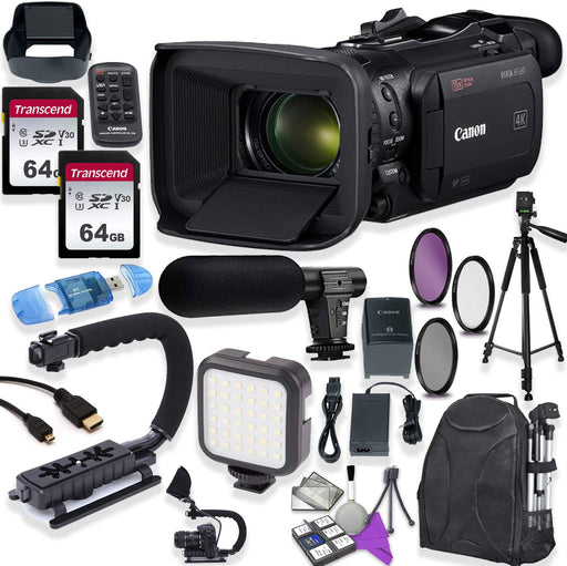 Canon Vixia HF G60 UHD 4K Camcorder with Premium Accessory Kit Including Padded Backpack & 128GB High Speed U3 Memory