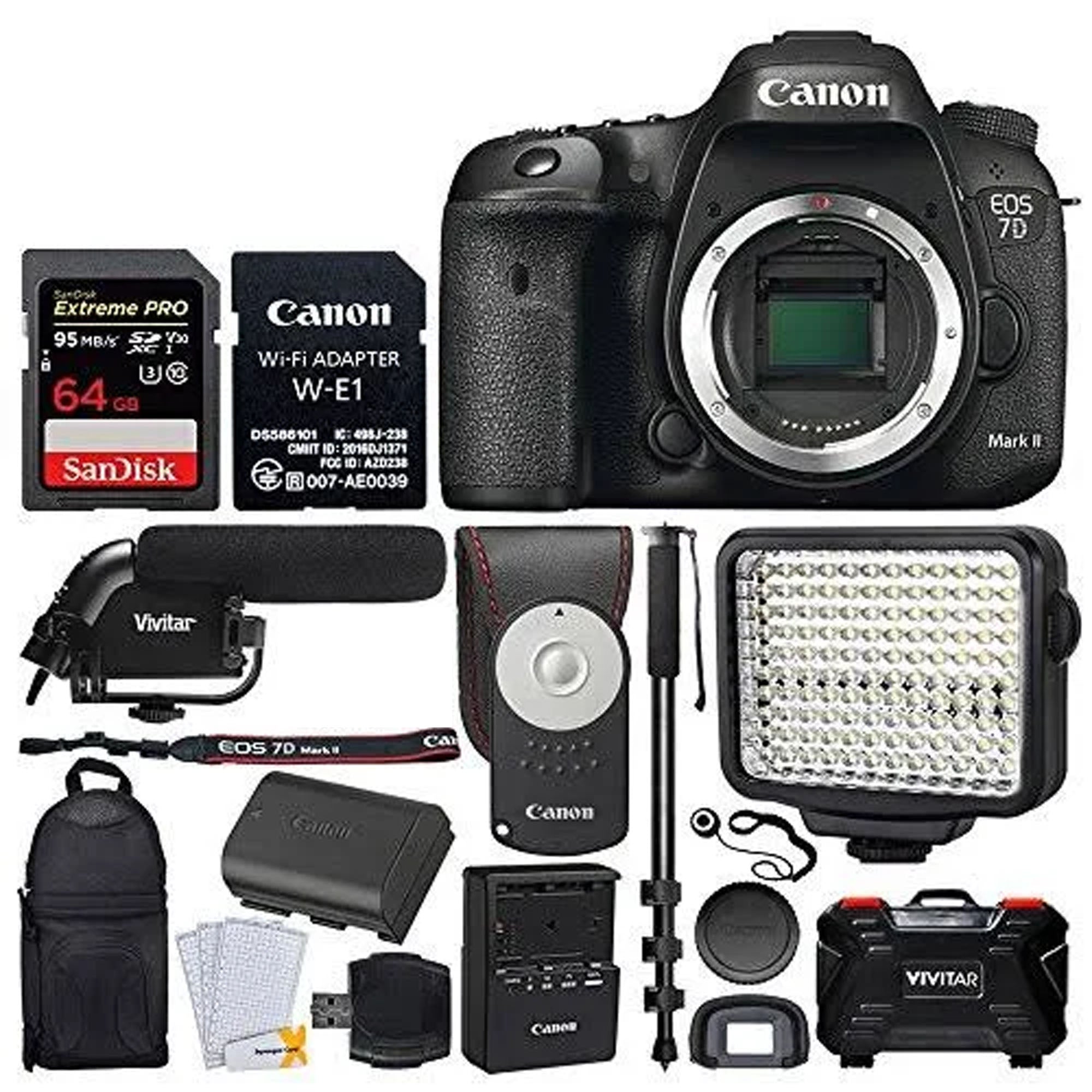 Canon Eos 7D Mark II DSLR Camera Body with W-E1 Wi-Fi Adapter +
