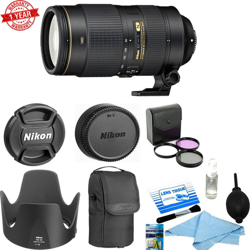 Nikon AF-S NIKKOR 80-400mm f/4.5-5.6G ED VR Lens W/ 77mm Filter Kit & Cleaning kit