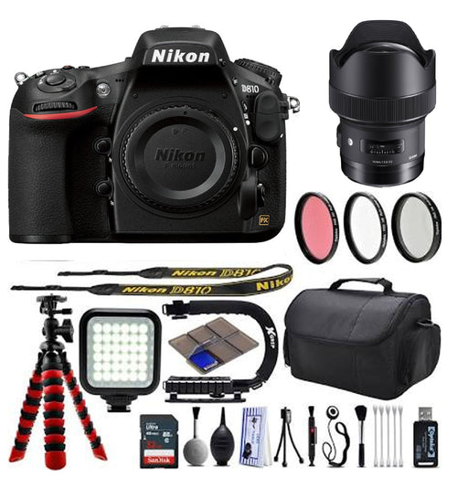Nikon D810 36.3MP 1080p DSLR Camera with SIGMA 14MM filter Kit