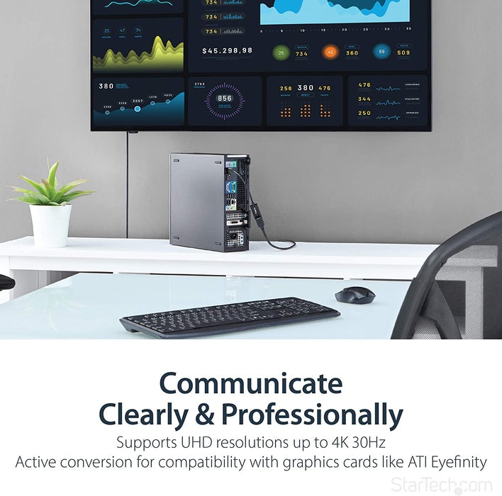 StarTech DisplayPort 1.2 to HDMI Adapter - 4K 30Hz - Active Audio Video Converter for DP Laptop Computers and HDMI Monitor Displays