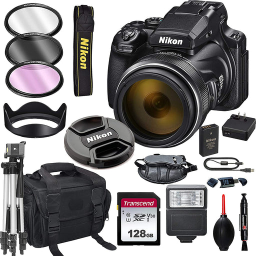 Nikon COOLPIX P1000 16.7 Digital Camera 128GB Card, Tripod, Flash, and More Bundle)