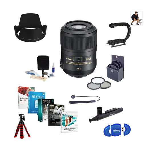 Nikon AF-S DX Micro NIKKOR 85mm f/3.5G ED VR Lens Video Editor Kit