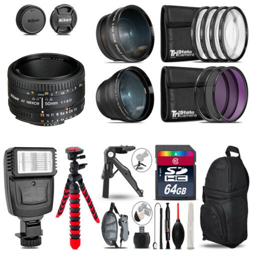 Nikon AF NIKKOR 50mm f/1.8D Lens Mega Bundle
