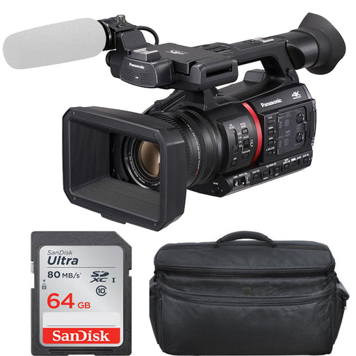 Panasonic AG-CX350 4K Camcorder NTSC/PAL with Sandisk 64GB Memory Card & Large Camcorder Carrying Case