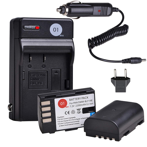 NJA DMW-BLF19 DOT-01 Battery Charger Set Compatible with Panasonic DMW-BLF19e DMW-BLF19pp and Panasonic Lumix DC-GH5, DMC-GH3, DMC-GH3K, DMC-GH4
