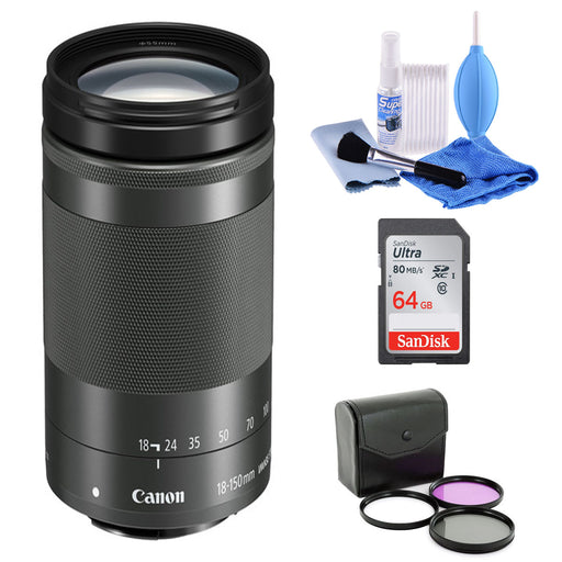 Canon EF-M 18-150mm f/3.5-6.3 IS STM Lens - with CLEANING & FILTER KIT
