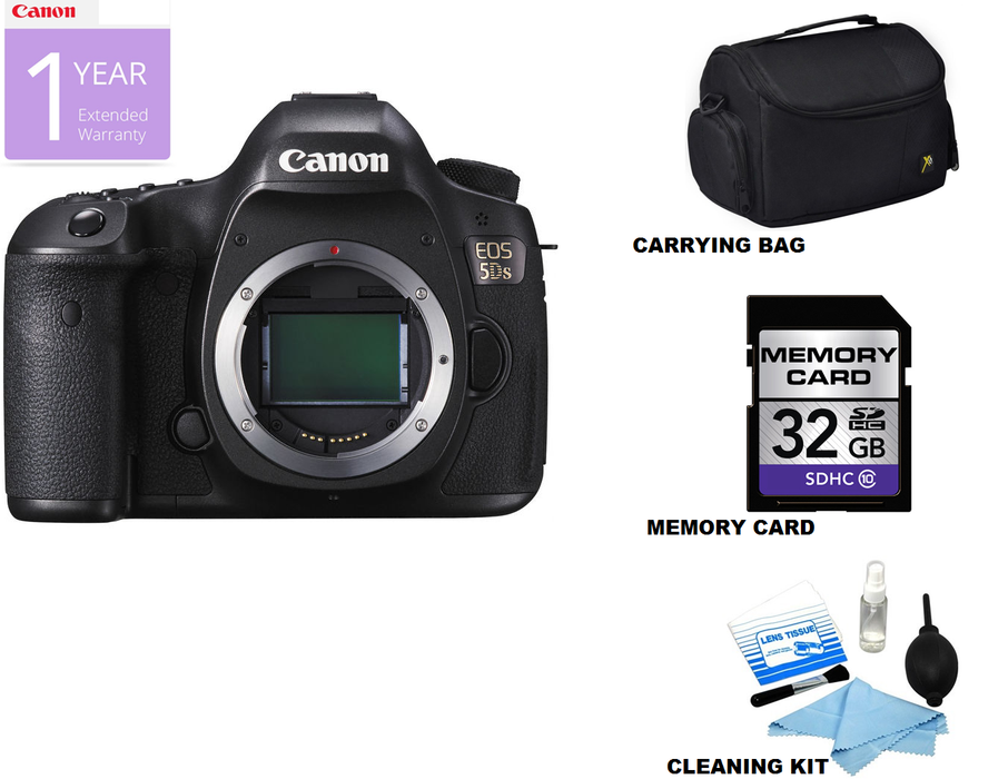Canon EOS 5DS DSLR Camera (Body Only) with Sandisk 32GB Memory Card | Carrying Case &amp; Cleaning Kit