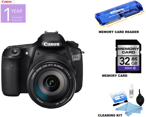 Canon EOS 60D DSLR Camera w/Canon 18-200mm IS Lens Bundle