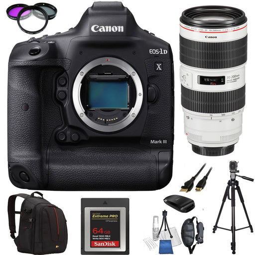 Canon EOS-1D X Mark III DSLR Camera with Canon EF 70-200mm f/2.8L I.S. III USM Lens & Essential Kit- Includes: SanDisk 64GB + 72" Tripod | More