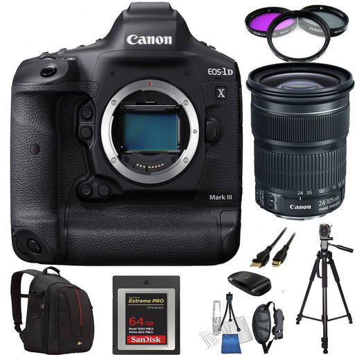 Canon EOS-1D X Mark III DSLR Camera with Canon 24-105MM STM & Essential Kit- Includes: SanDisk 64GB 72" Tripod | More