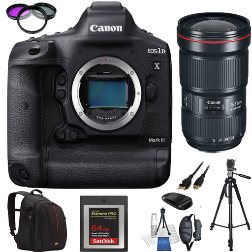 Canon EOS-1D X Mark III DSLR Camera with Canon EF 16-35mm f/2.8L III & Essential Kit- Includes: SanDisk 64GB + 72" Tripod | More