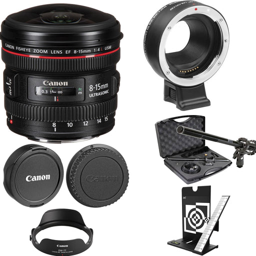 Canon EF 8-15mm f/4L Fisheye USM Lens with Lens Adapter | Lens Calibration & Microphone Kit