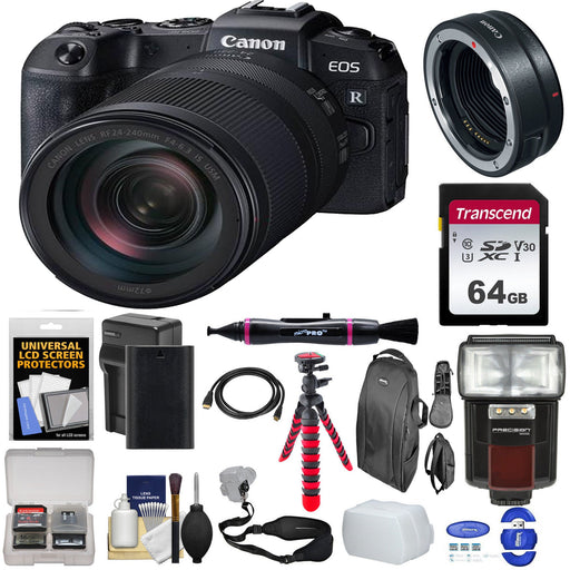 Canon EOS R5 Mirrorless Digital Camera with RF 24-240mm f/4-6.3 IS USM & Mount Adapter EF-EOS R Essential Package