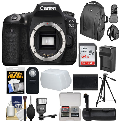 Canon EOS 90D DSLR Camera (Body Only) With Sandisk 64GB MC | Battery Grip | & More
