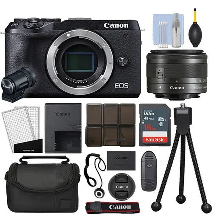 Canon EOS M6 Mirrorless Digital Camera with 15-45mm Lens With Professional Kit