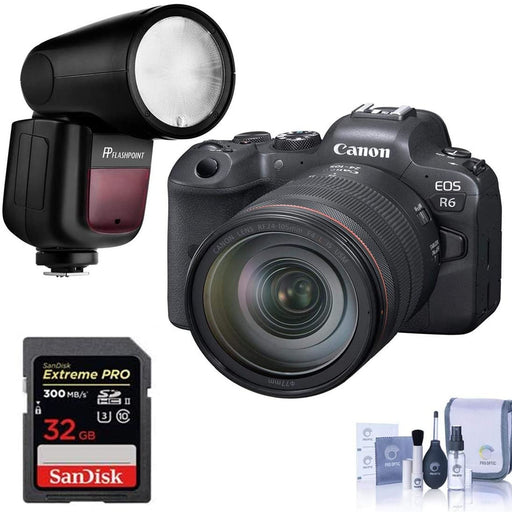 Canon EOS R6 Mirrorless Digital Camera with 24-105mm f/4L Lens & External Flash Bundle