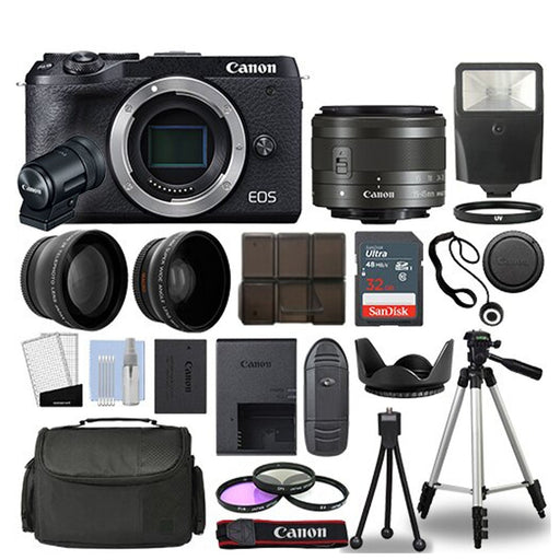 Canon EOS M6 Mark II Mirrorless Digital Camera &amp; 15-45mm Lens W/ 32GB Accessory Bundle Package