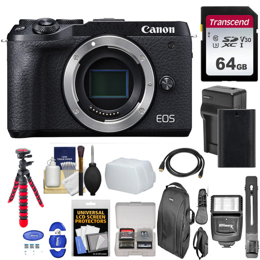 Canon EOS M6 Mark II Mirrorless Digital Camera (Black, Body Only) with 64GB Starter Bundle