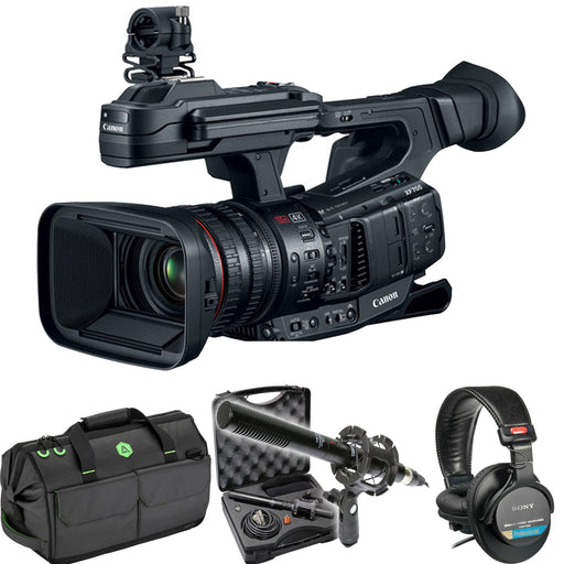 Canon XF705 4K 1" Sensor XF-HEVC H.265 Pro Camcorder NTSC/PAL with Arco Video Bag | Vidpro XM-55 Microphone & Sony MDR-7506 Headphone Bundle