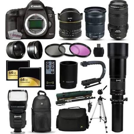 Canon EOS 5D Mark III / IV 70-300mm IS USM 6.5mm Fisheye 24-105mm STM 650-2600mm Lens Bundle