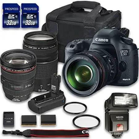Canon EOS 5D Mark III / IV DSLR Camera Bundle with Canon EF 24-105mm f/4L IS USM Lens Canon EF 75-300mm f/4-5.6 III Lens