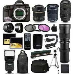 Canon EOS 5D Mark III / IV DSLR Camera with 70-300mm is USM 6.5mm Fisheye 24-105mm STM 420-1600mm Case 128GB Bundle