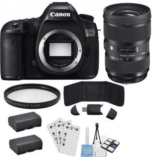 Canon EOS 5DS 50.6MP Digital SLR Camera (Body only) with Lens Power Bundle, Includes, Sigma 24-35mm Standard-Zoom Lens, Multicoated UV Protective