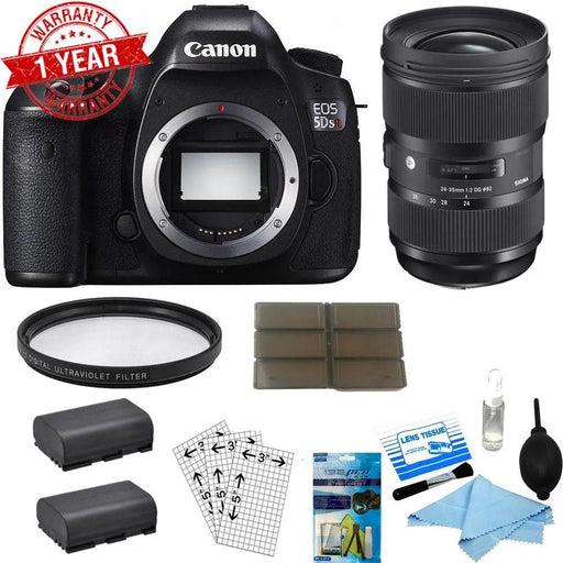 Canon EOS 5DS R 50.6MP Digital SLR Camera (Body Only) &amp; Sigma 24-35mm Lens Power Bundle