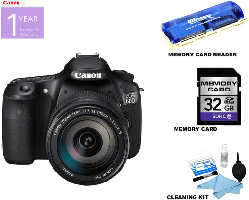 Canon EOS 60D DSLR Camera w/Canon 18-200mm IS Lens Bundle