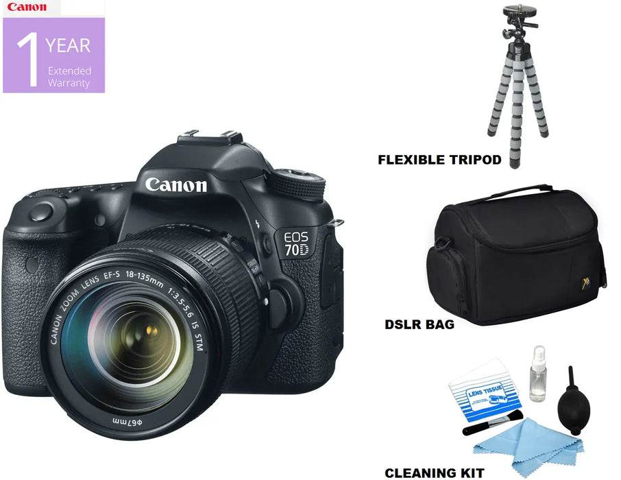 Canon EOS 70D/80D DSLR Camera with 18-135mm f/3.5-5.6 STM Lens