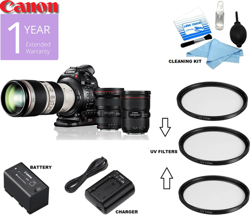 Canon EOS C100 Mark II Cinema EOS Camera with Triple Lens Kit USA