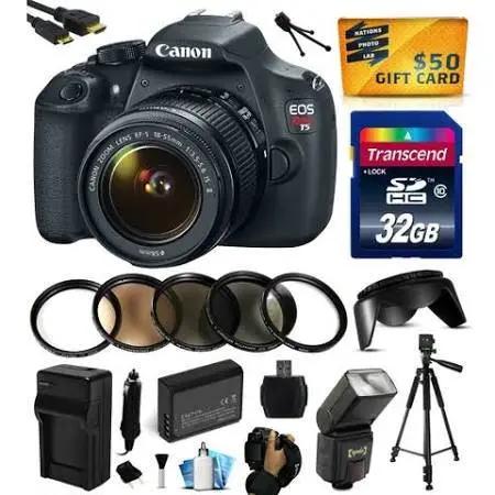Canon EOS Rebel T5/2000D/4000D DSLR Camera with 18-55mm Lens &amp; 32GB MC | Flash | Battery &amp; More Bundle