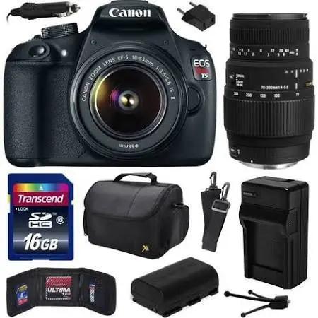 Canon EOS Rebel T5/2000D/4000D DSLR Camera with 18-55mm and Sigma 70-300mm DG Macro Lenses Starter Essential Package