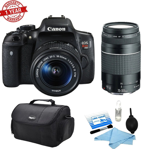 Canon EOS Rebel T6i/800D DSLR Camera with 18-55mm IS STM and 75-300mm Cleaning cloth DSLR Bag kit