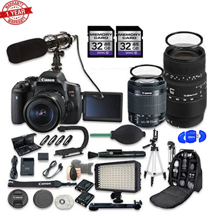 Canon EOS Rebel T6i/800D DSLR Camera with 18-55mm |Sigma 70-300mm f/4-5.6 DG Macro Lens| 64GB MC Supreme Bundle