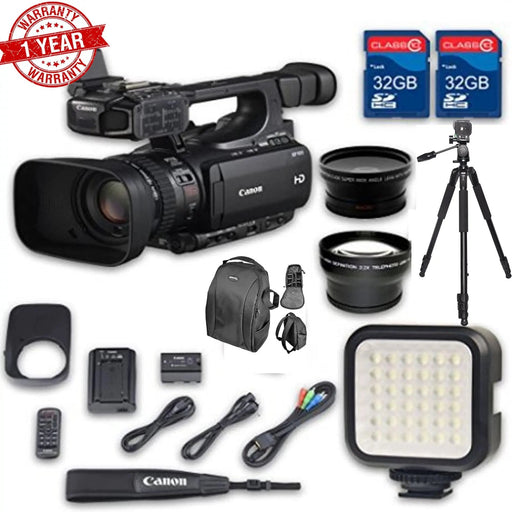 Canon XF100 HD Professional | Wideangle Lens | Telephoto Lens Lens Hood 2 PC 32 GB Memory Cards Tripod LED Light Backpack Case