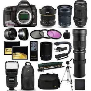 Canon EOS 5D Mark III / IV DSLR Camera with 70-300mm is USM 6.5mm Fisheye 24-105mm STM 420-1600mm Case 128GB Bundle