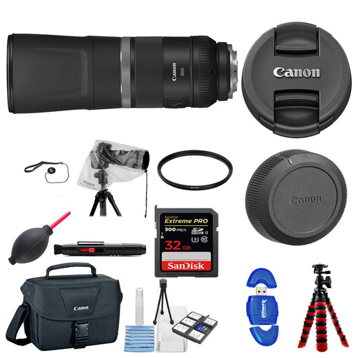 Canon RF 800mm f/11 IS STM with 32 GB Lens Rain Cover | Cleaning Kit &amp; UV Filter Package