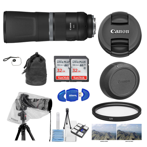 Canon RF 800mm f/11 IS STM Lens Rain Cover | Cleaning Kit &amp; UV Filter Package